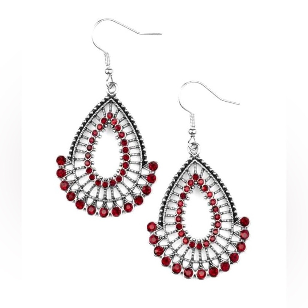 Delicate ruby red rhinestone earrings